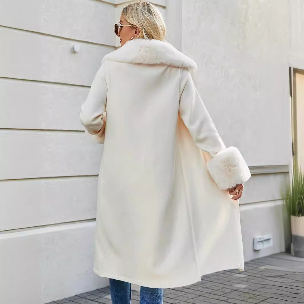 Light luxury pure color hairy knitted cardigan laziness, fashion foreign outer outer set woman